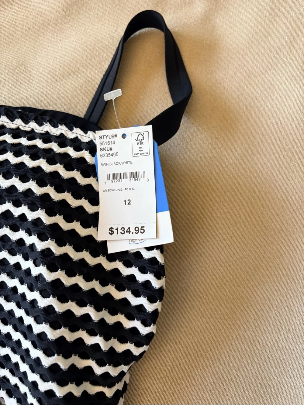 Lands End NWT Women’s Black & White Wave-Pattern One-Piece Swimsuit - Picture 2 of 4